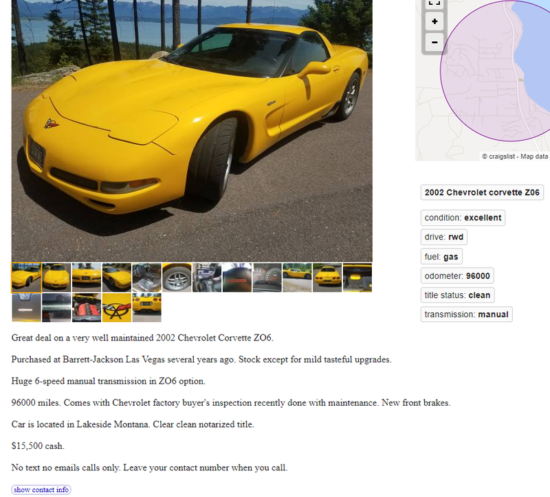 Illustration for article titled Found on Montana Craigslist: Jordan and the Slow Runner Bait 2002 Z06